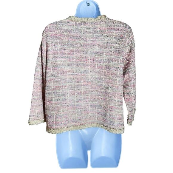Alfred Dunner Petite Small PS P S Tweed Textured Ivory Pink Blazer Dress Jacket - Picture 3 of 4